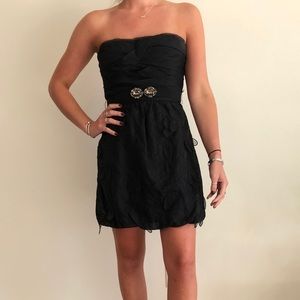 BCBG Black strapless cocktail dress.